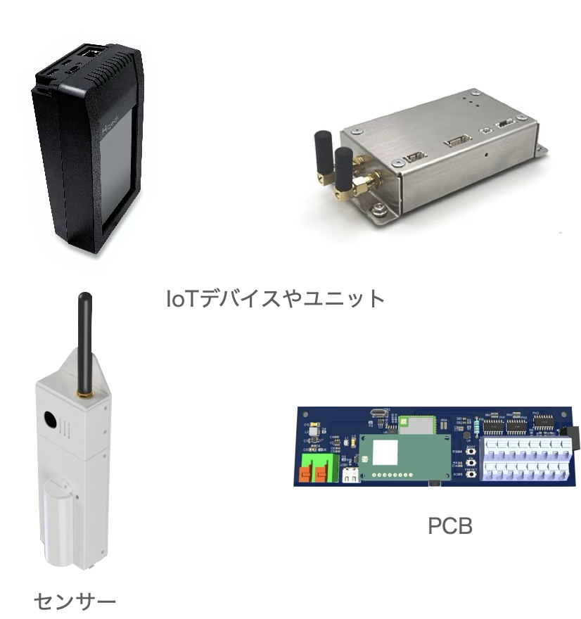 IoTデバイスやユニット、センサー、PCBの写真